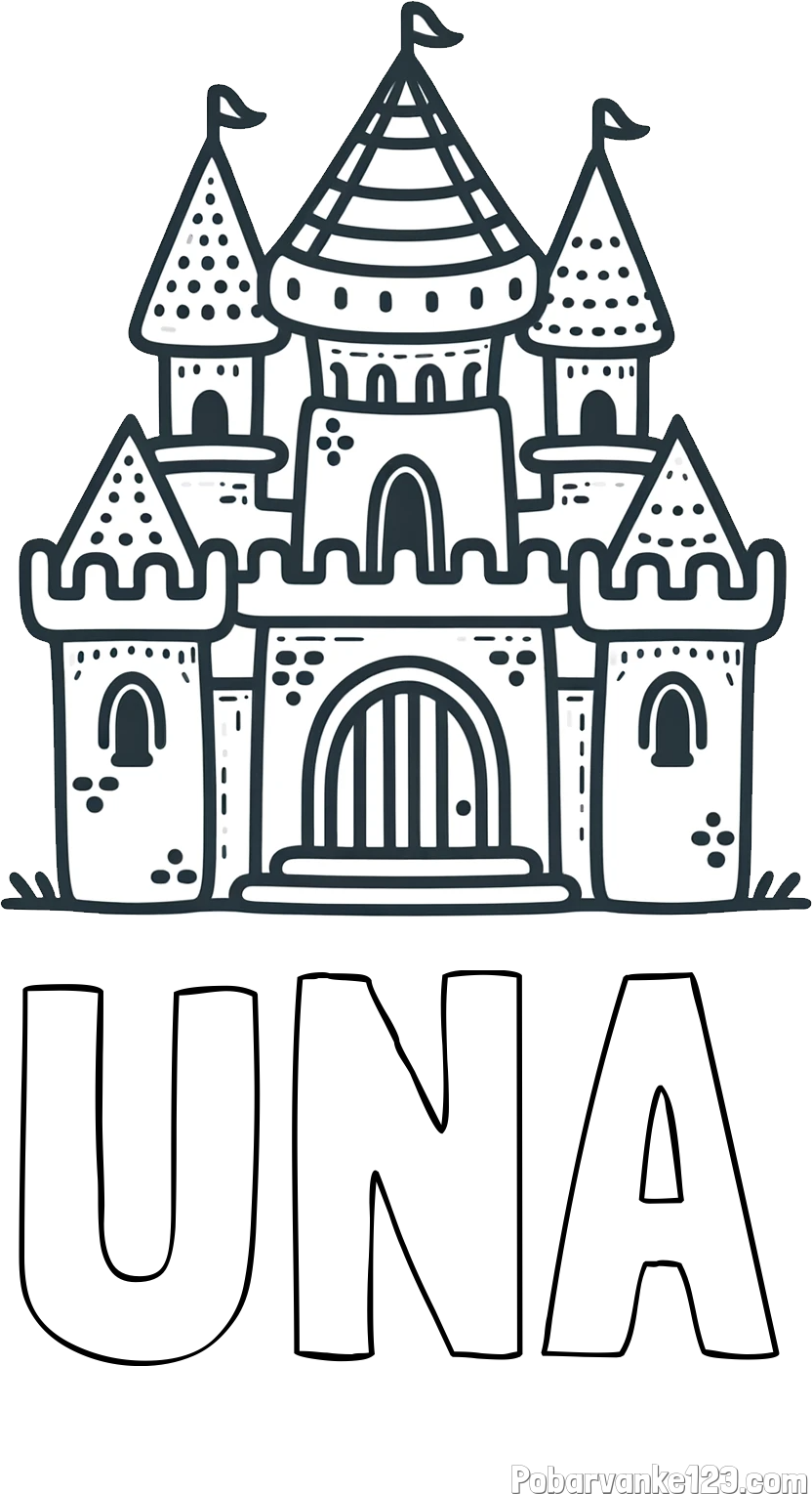 Pobarvanka imena UNA in otroška pobarvanka gradu