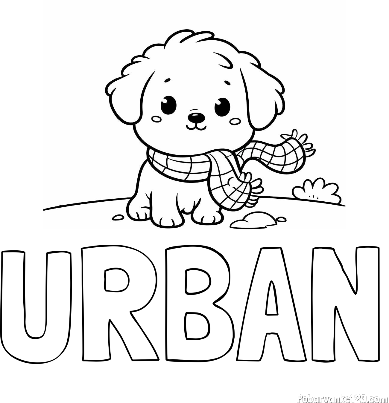 Pobarvanka imena URBAN in pobarvanka prikupnega psička