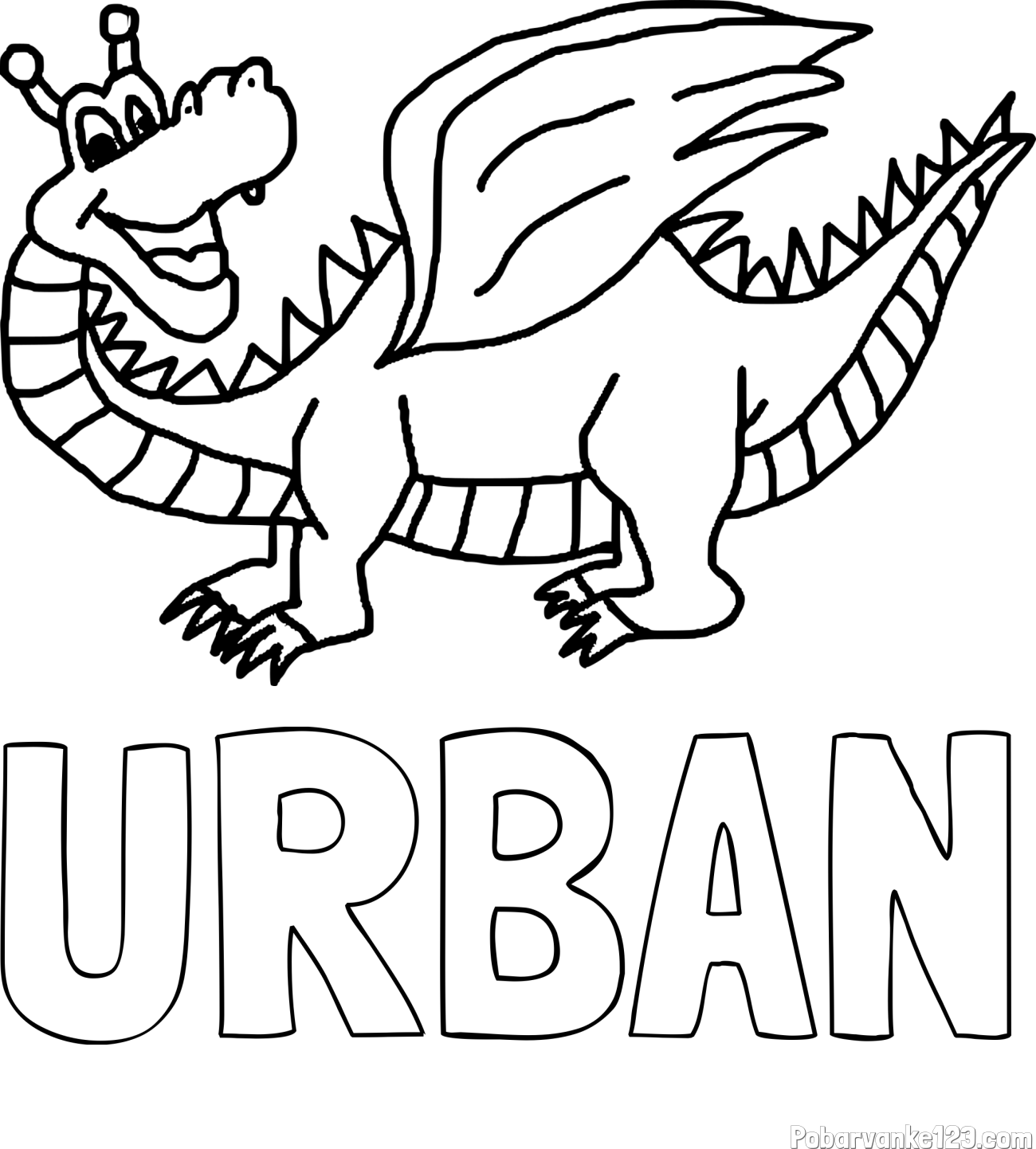 Pobarvanka imena URBAN in pobarvanka zmajčka