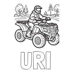 Online izdelana pobarvanka - Pobarvanka imena URI in pobarvanka motorista na štirikolesniku