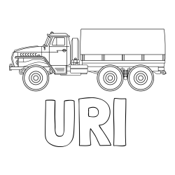 Online izdelana pobarvanka - Pobarvanka imena URI in pobarvanka velikega kamiona za prevoz težkega tovora