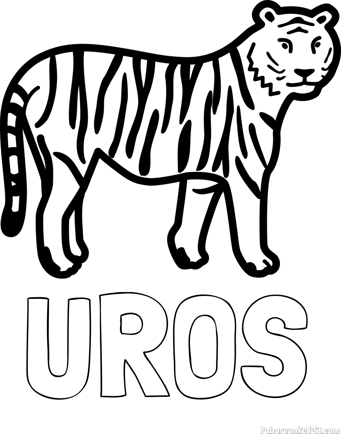 Pobarvanka imena UROŠ in otroška pobarvanka tigra