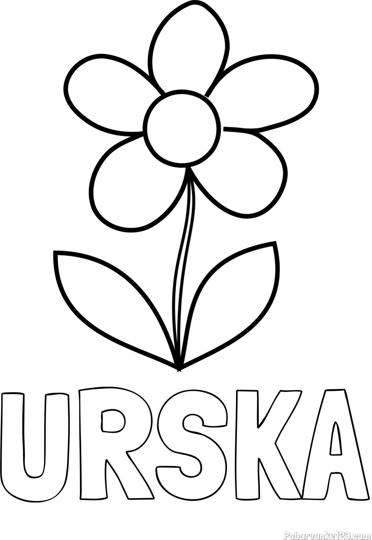 Pobarvanka imena URŠKA in otroška pobarvanka rože