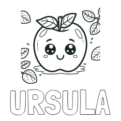 Online izdelana pobarvanka - Pobarvanka imena URŠULA in pobarvanka nasmejane jabolke