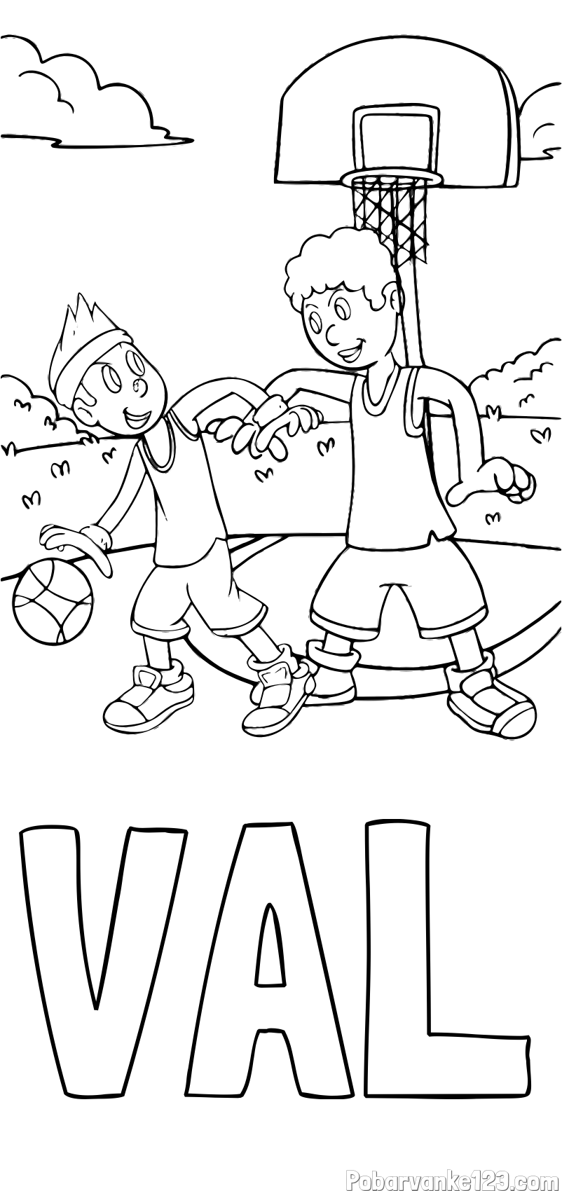 Pobarvanka imena VAL in pobarvanka košarkarjev pri igri