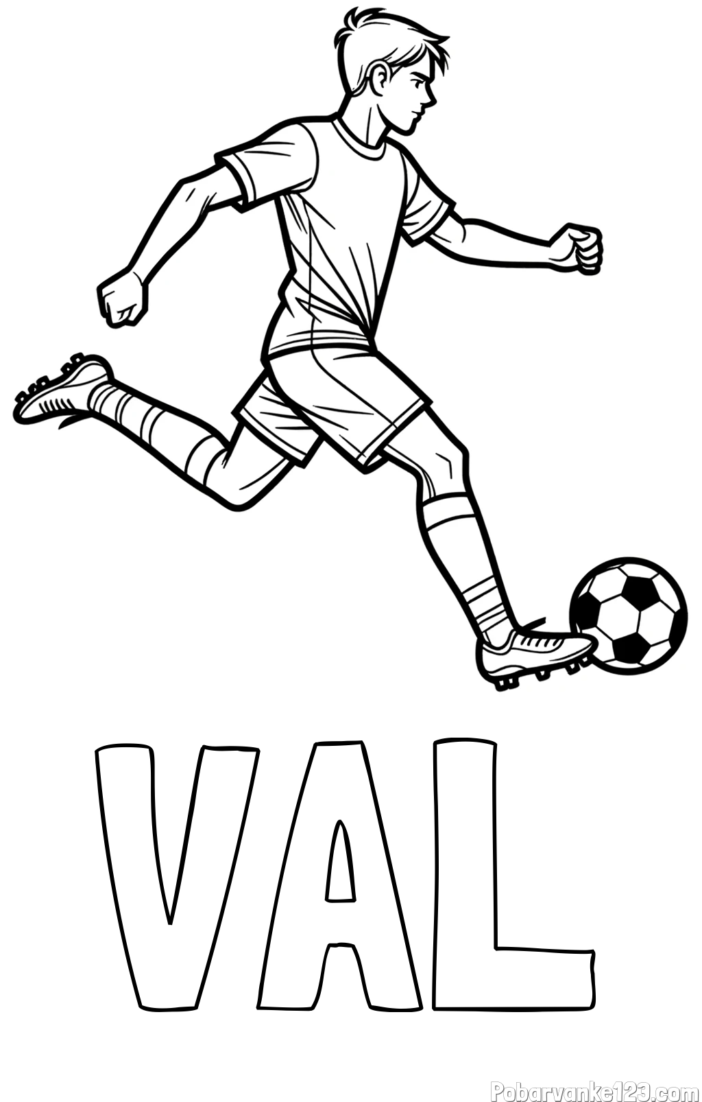 Pobarvanka imena VAL in pobarvanka nogometaša v napadu