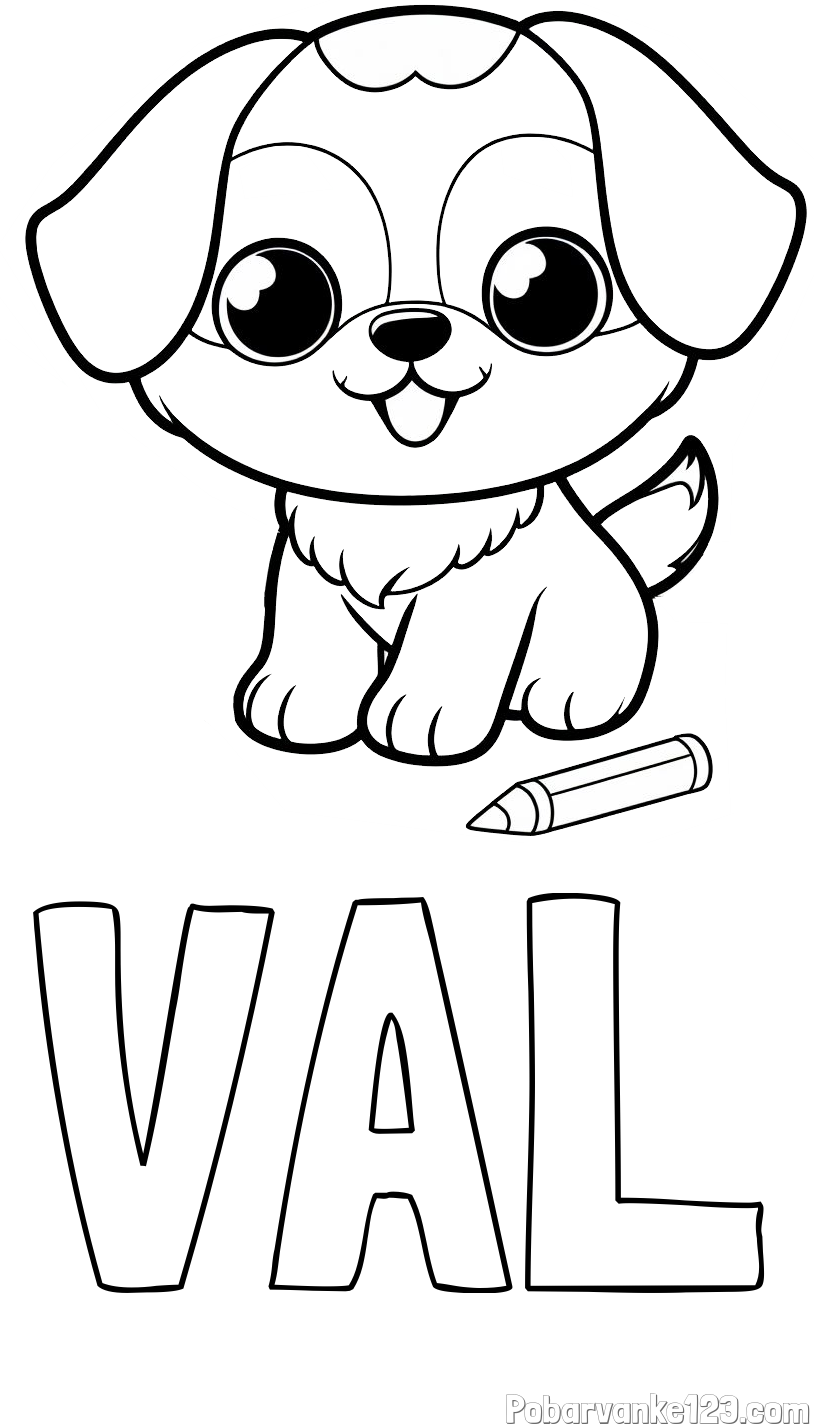 Pobarvanka imena VAL in pobarvanka prikupnega kužka