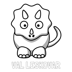 Online izdelana pobarvanka - Pobarvanka imena VAL LESKOVAR in pobarvanka dinozavra triceratops