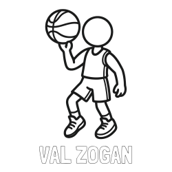Online izdelana pobarvanka - Pobarvanka imena VAL ZOGAN in otroška pobarvanka košarkarja