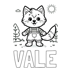 Online izdelana pobarvanka - Pobarvanka imena VALE in pobarvanka ljubkega volka