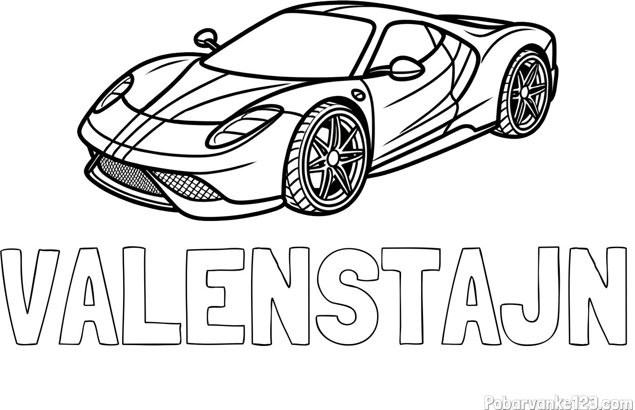 Pobarvanka imena VALENŠTAJN in pobarvanka dirkalnega avtomobila