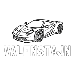 Online izdelana pobarvanka - Pobarvanka imena VALENŠTAJN in pobarvanka dirkalnega avtomobila