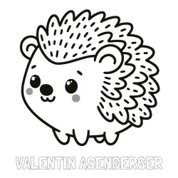 Online izdelana pobarvanka - Pobarvanka imena VALENTIN AŠENBERGER in pobarvanka ljubkega ježka
