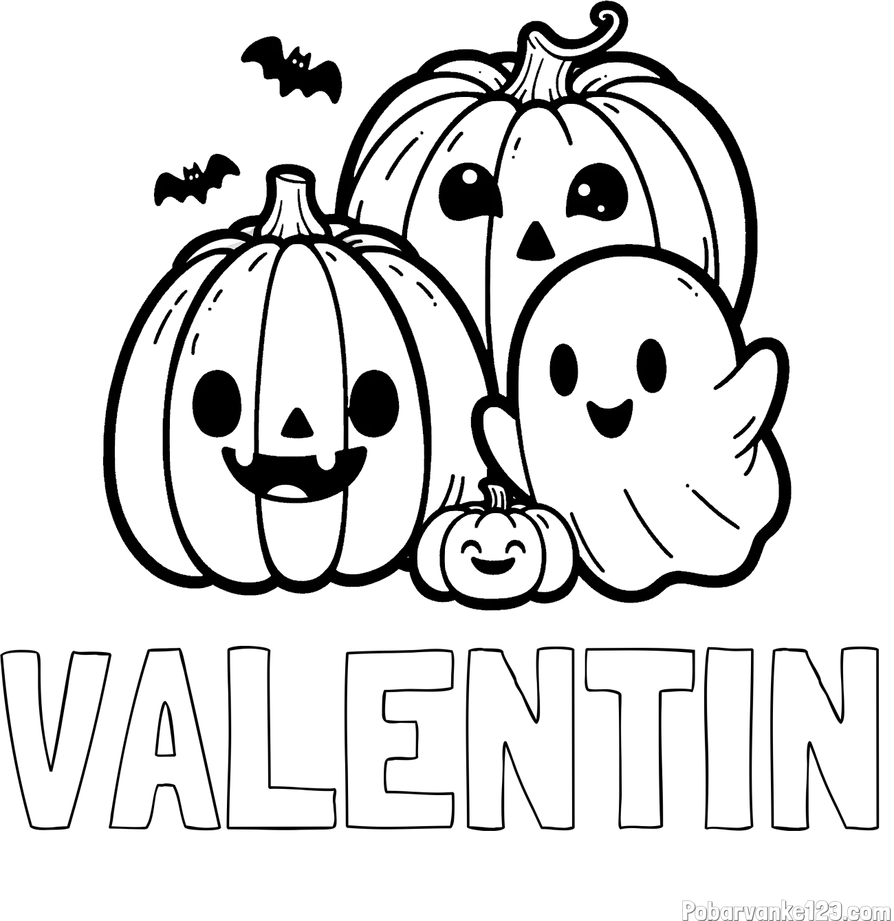 Pobarvanka imena VALENTIN in pobarvanka duhca in buč za noč čarovnic