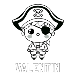 Online izdelana pobarvanka - Pobarvanka imena VALENTIN in pobarvanka ljubkega gusarja