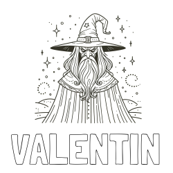 Online izdelana pobarvanka - Pobarvanka imena VALENTIN in pobarvanka zlobnega čarovnika
