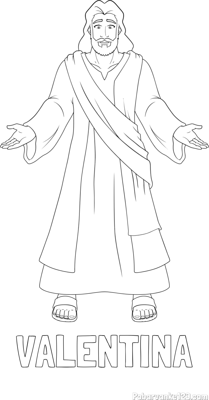 Pobarvanka imena VALENTINA in pobarvanka Jezusa Kristusa