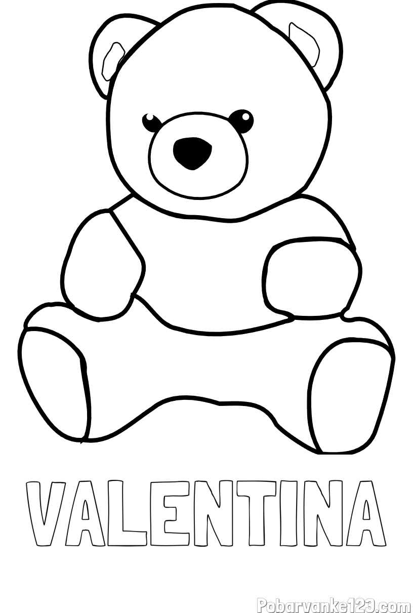 Pobarvanka imena VALENTINA in pobarvanka medvedka
