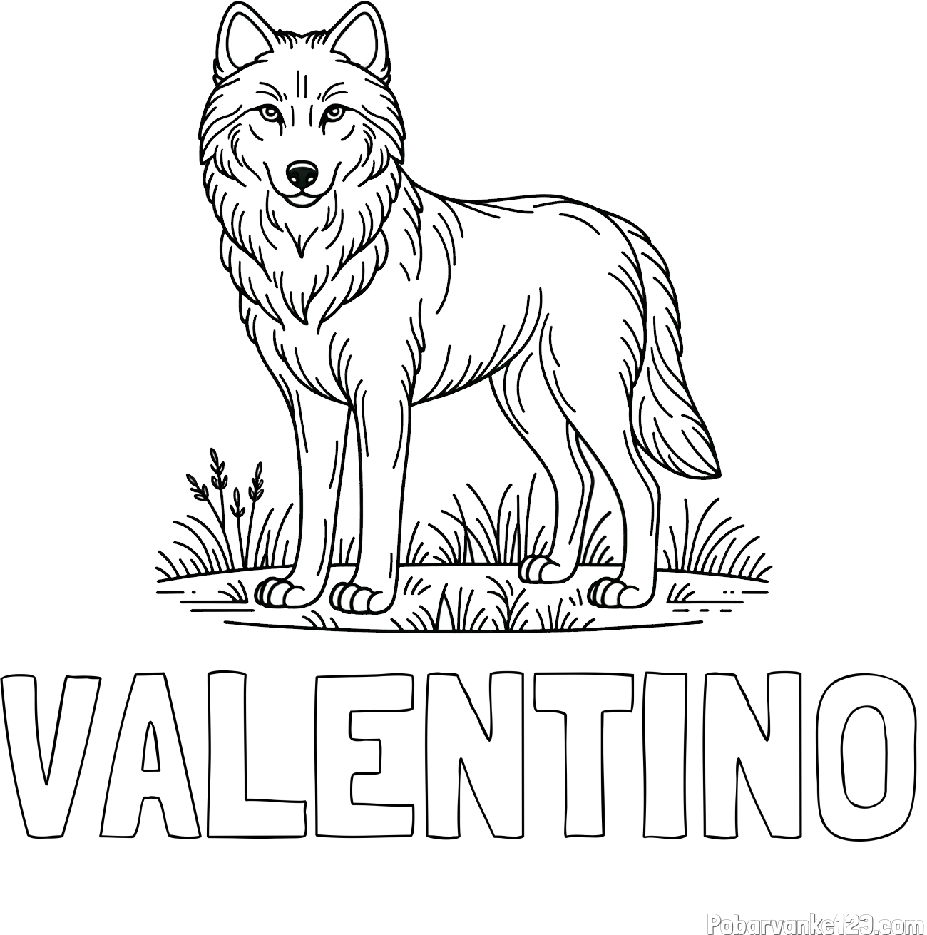 Pobarvanka imena VALENTINO in pobarvanka volka