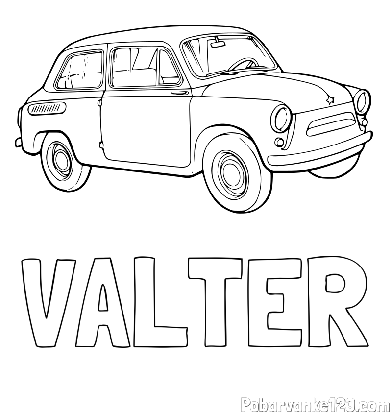 Pobarvanka imena VALTER in pobarvanka fička
