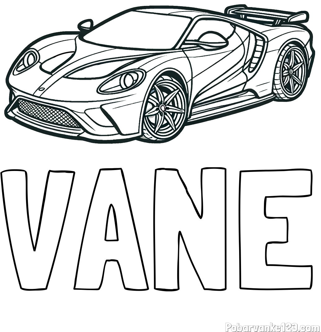 Pobarvanka imena VANE in Športni avtomobil