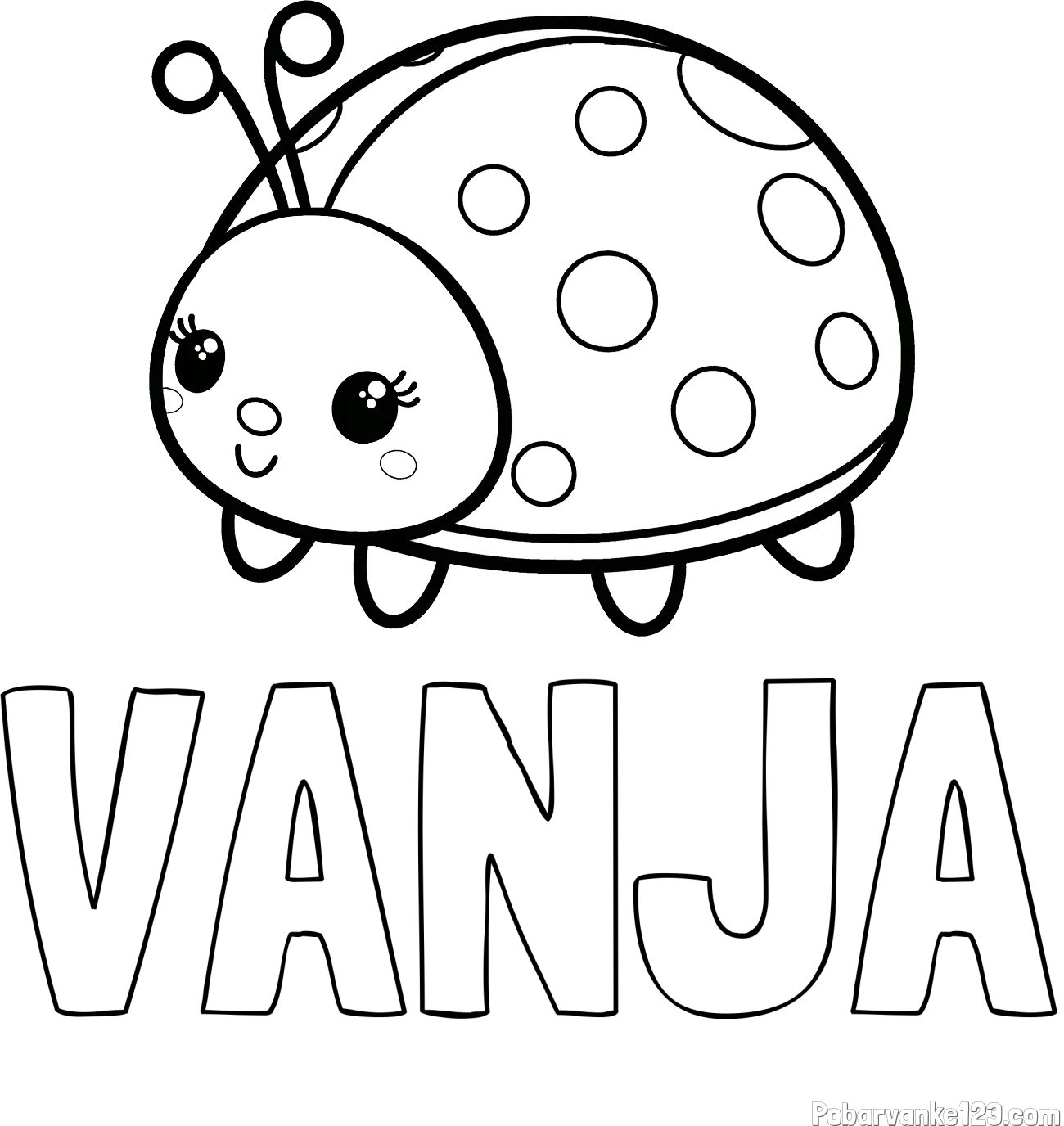 Pobarvanka imena VANJA in pobarvanka ljubke pikapolonice