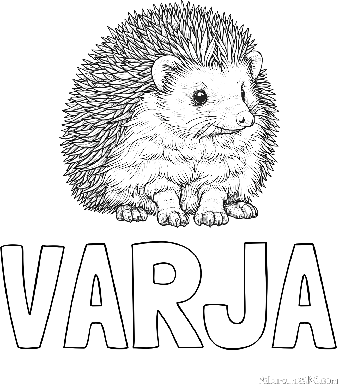 Pobarvanka imena VARJA in pobarvanka nasmejanega ježa