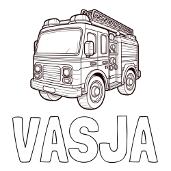 Online izdelana pobarvanka - Pobarvanka imena VASJA in otroška pobarvanka gasilskega avta