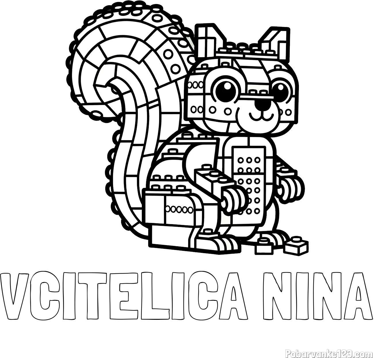 Pobarvanka imena VČITELICA NINA in pobarvanka LEGO veverice
