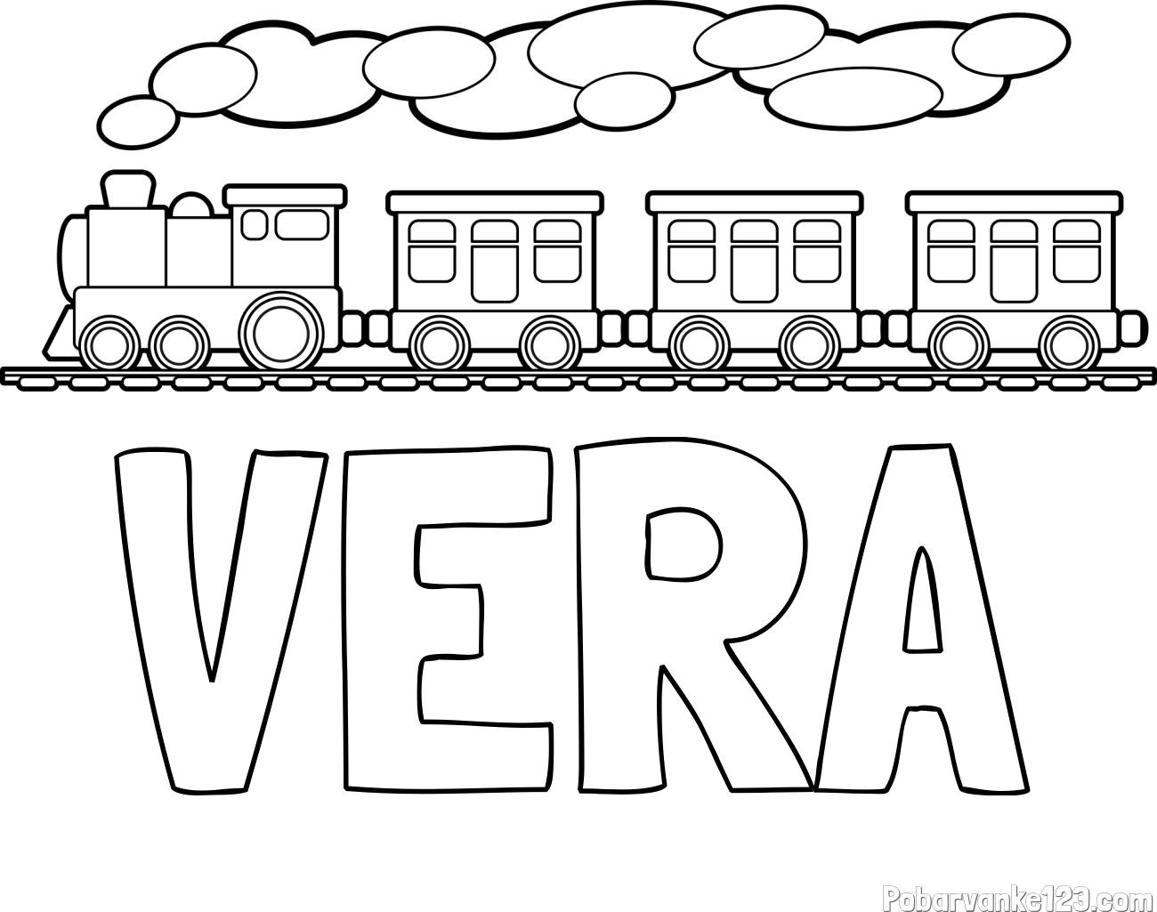 Pobarvanka imena VERA in pobarvanka vlaka