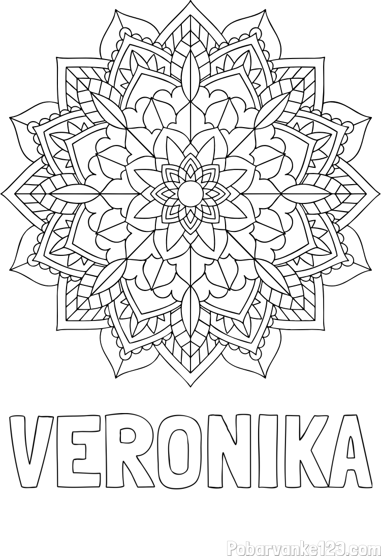 Pobarvanka imena VERONIKA in Čudovita pobarvanka mendale