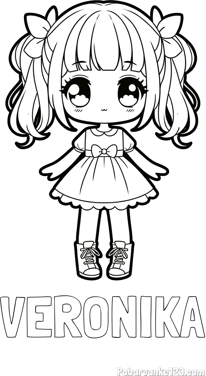 Pobarvanka imena VERONIKA in pobarvanka anime punčke