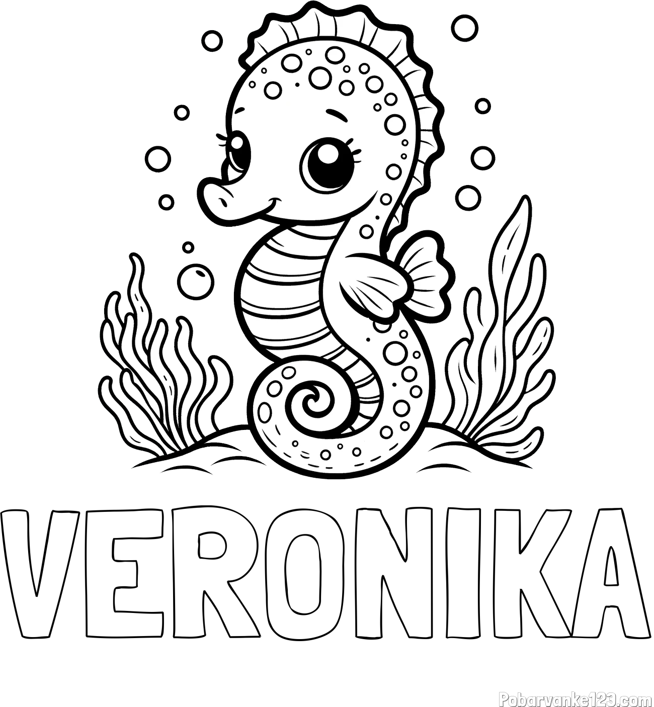 Pobarvanka imena VERONIKA in pobarvanka morskega konjička