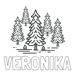 Online izdelana pobarvanka - Pobarvanka imena VERONIKA in pobarvanka smrek