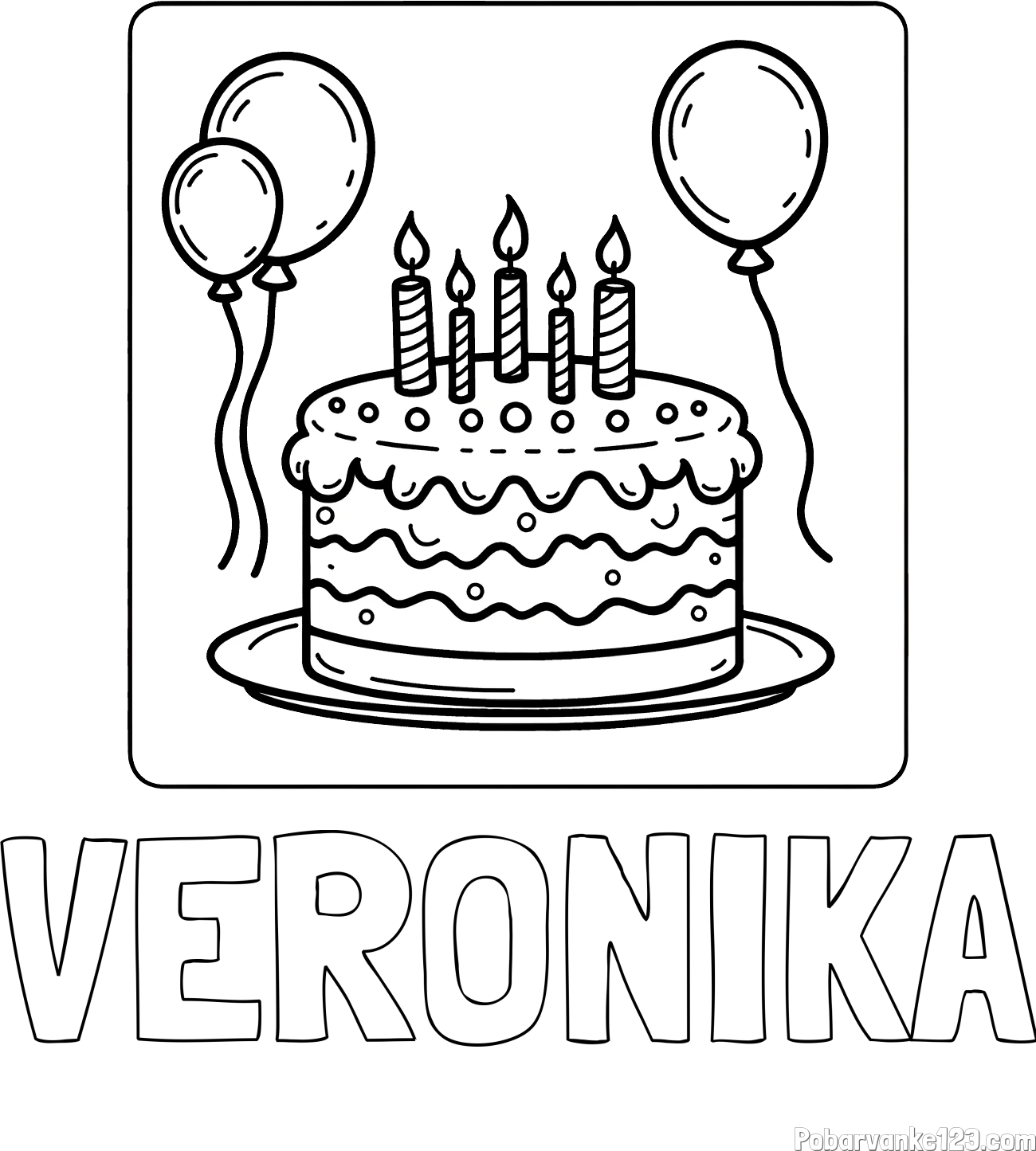 Pobarvanka imena VERONIKA in pobarvanka torte za 5. rojstni dan