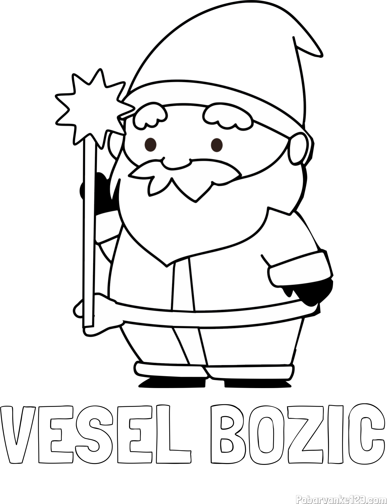 Pobarvanka imena VESEL BOŽIČ in dedek Mraz