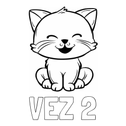 Online izdelana pobarvanka - Pobarvanka imena VEZ 2 in pobarvanka prikupne mačke