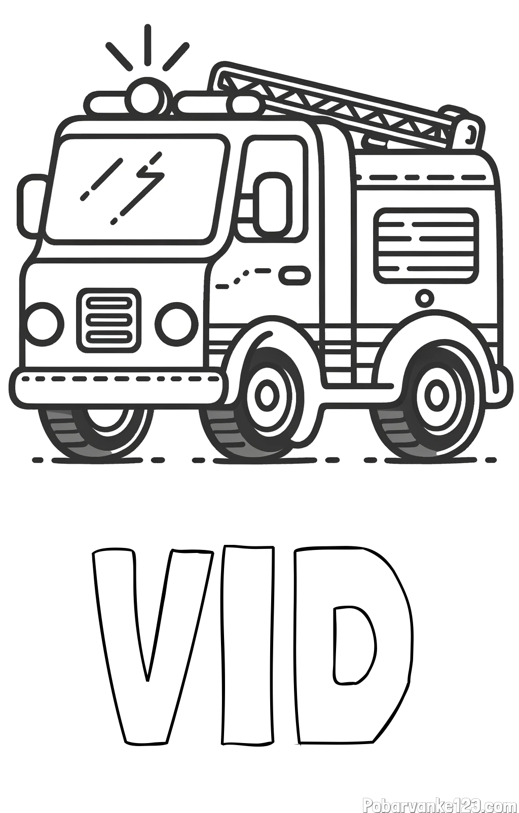 Pobarvanka imena VID in pobarvanka gasilskega avta z vklopljeno sireno