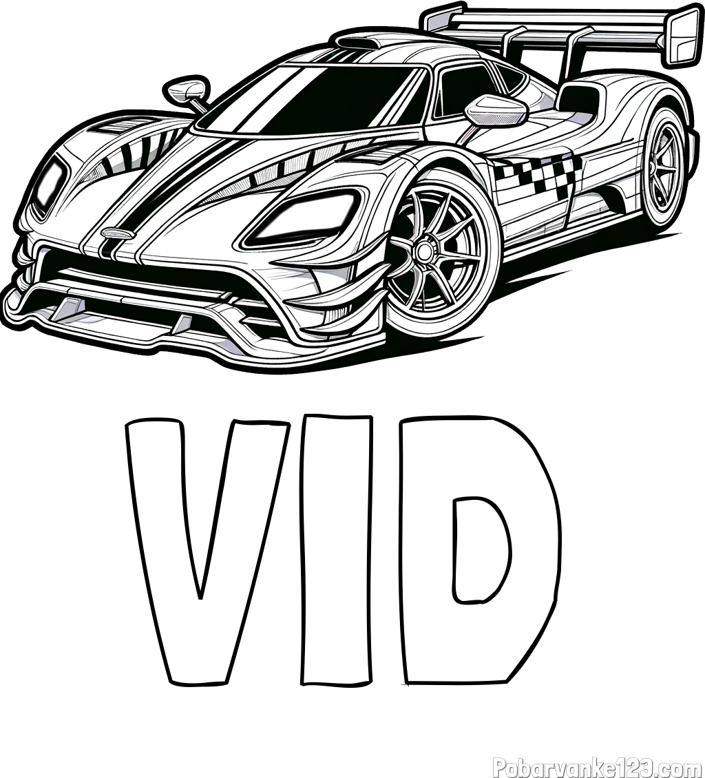 Pobarvanka imena VID in pobarvanka modernega športnega avtomobila