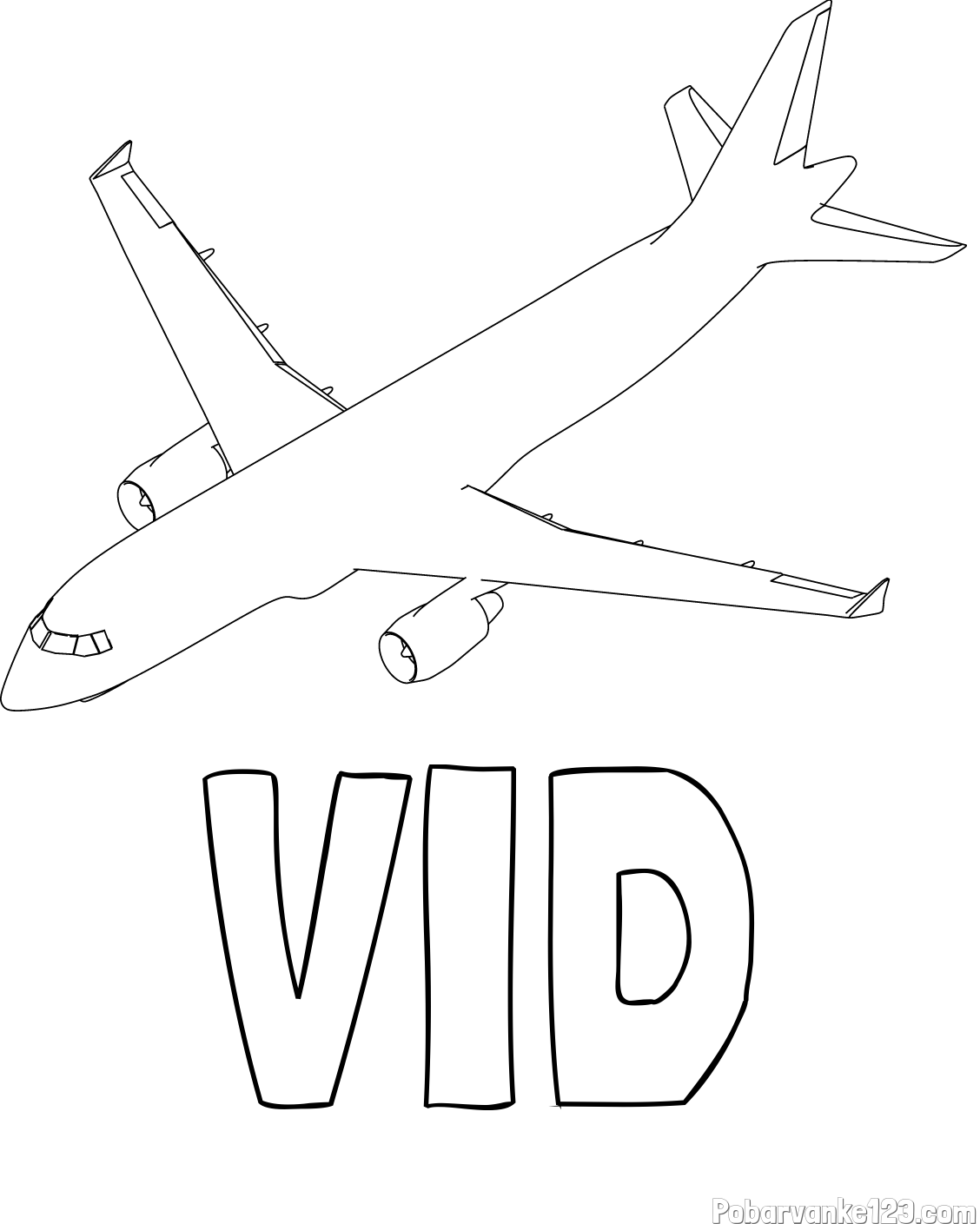 Pobarvanka imena VID in pobarvanka velikega aviona