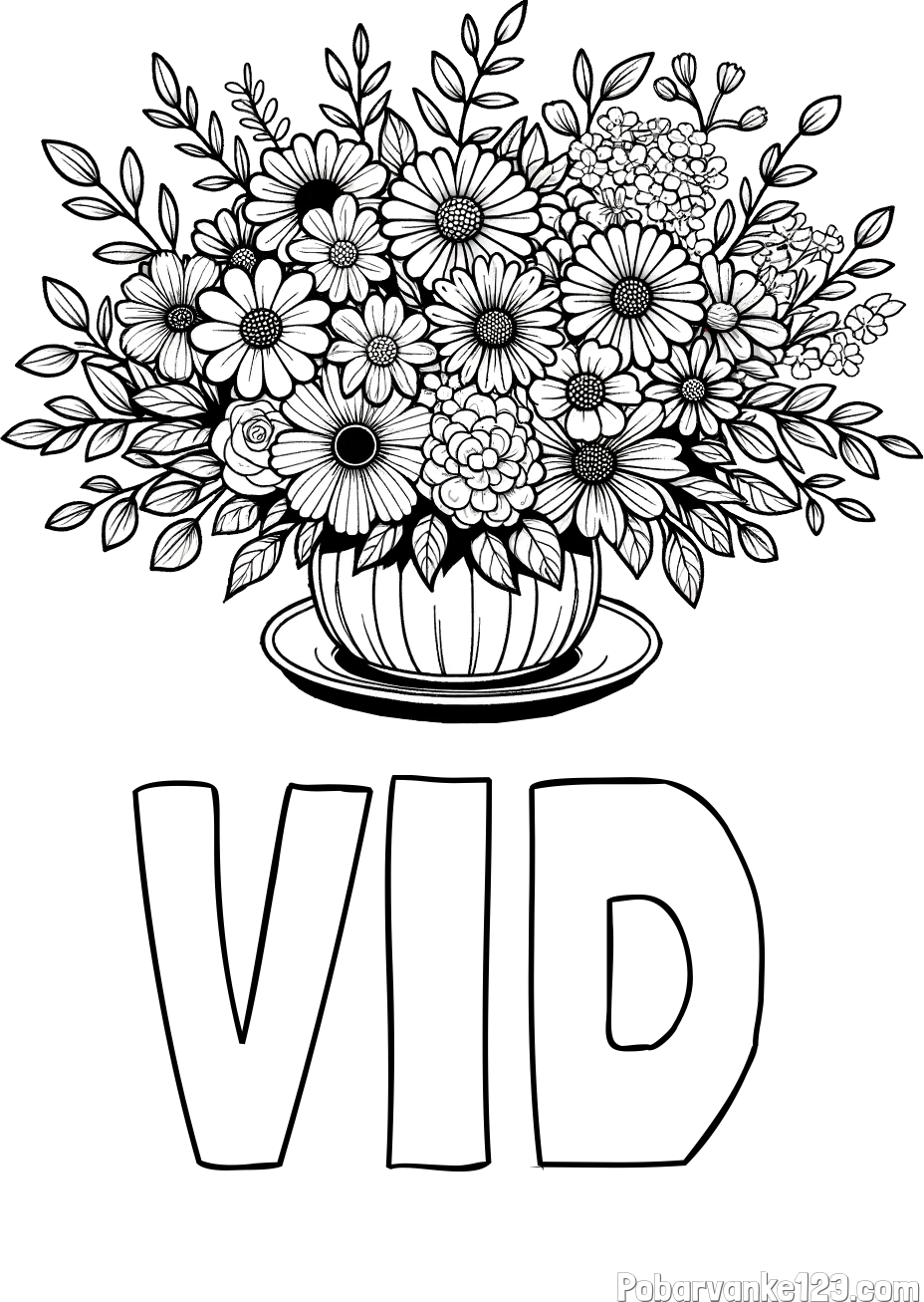 Pobarvanka imena VID in pobarvanka velikega šopka rož