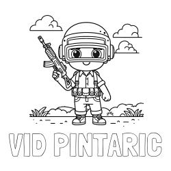 Online izdelana pobarvanka - Pobarvanka imena VID PINTARIČ in lepa otroška PUBG pobarvanka