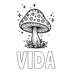 Pobarvanka imena VIDA in pobarvanka čarobne gobe