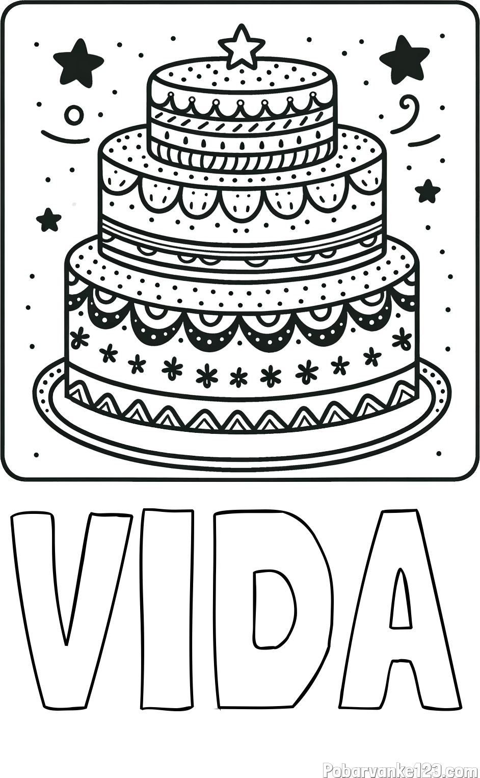 Pobarvanka imena VIDA in pobarvanka slastne torte