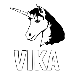 Online izdelana pobarvanka - Pobarvanka imena VIKA in pobarvanka samorog