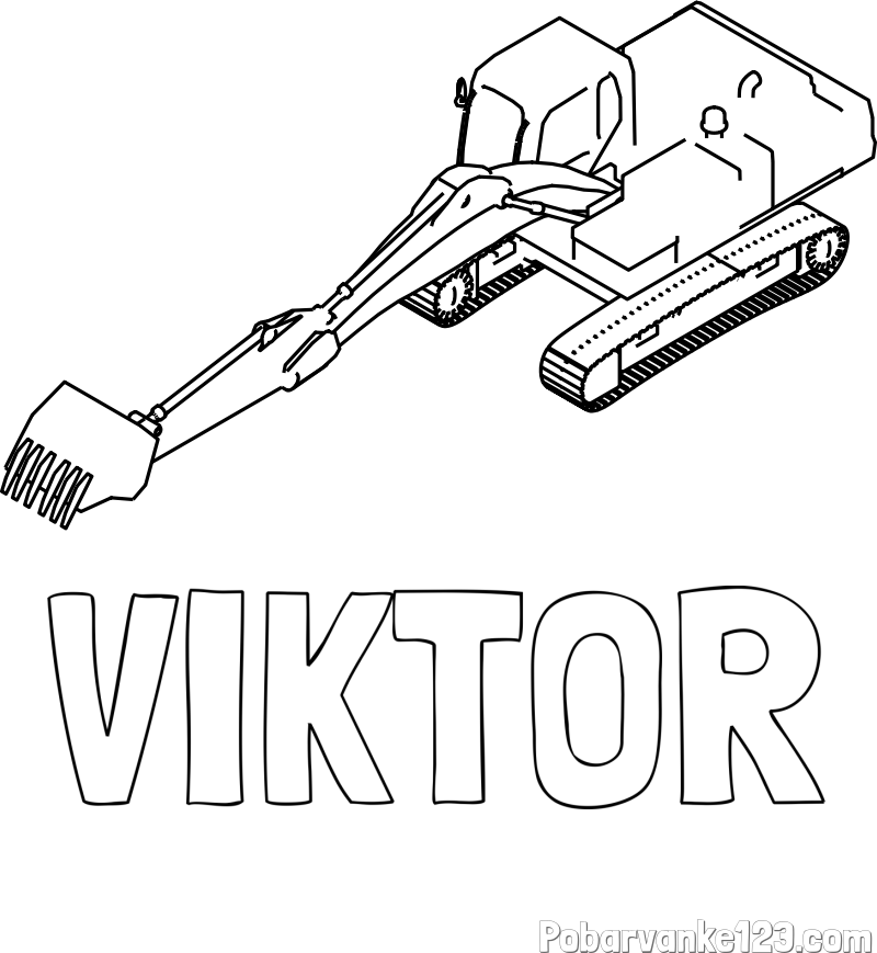 Pobarvanka imena VIKTOR in pobarvanka bagra