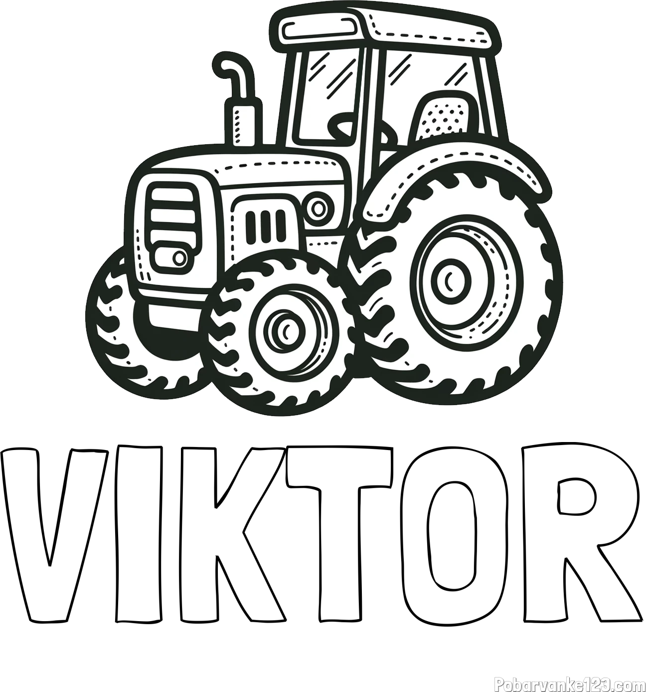 Pobarvanka imena VIKTOR in pobarvanka čudovitega traktorja