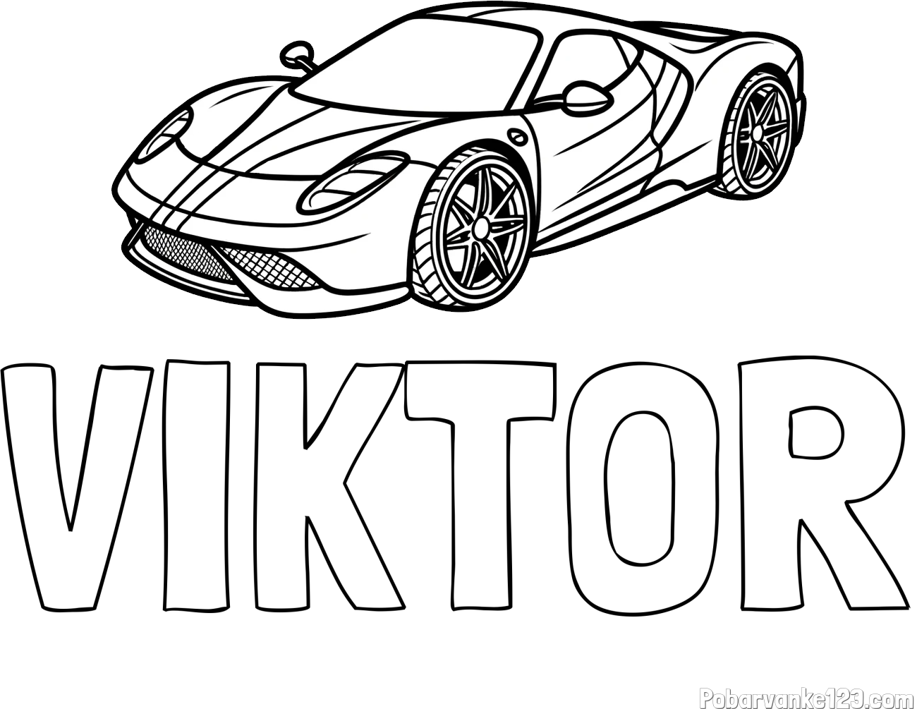 Pobarvanka imena VIKTOR in pobarvanka dirkalnega avtomobila