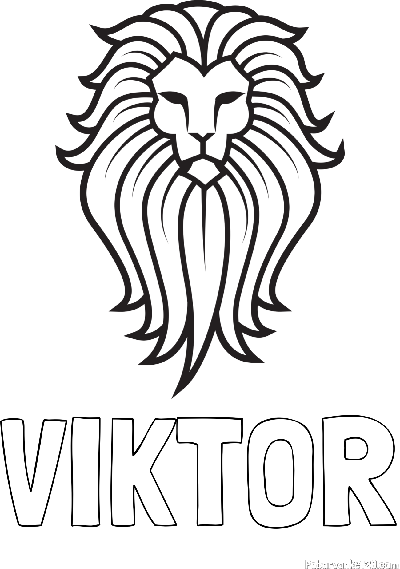 Pobarvanka imena VIKTOR in pobarvanka leva z bujno grivo