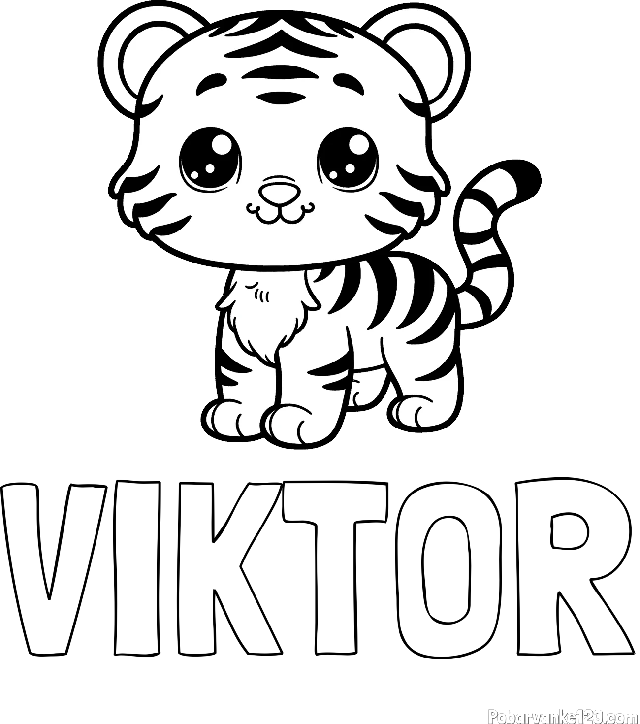 Pobarvanka imena VIKTOR in pobarvanka ljubkega tigrčka